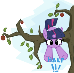 Size: 2340x2293 | Tagged: artist needed, source needed, safe, character:twilight sparkle, adorable distress, cute, halp, hopeless, simple background, solo, tree, vector, white background