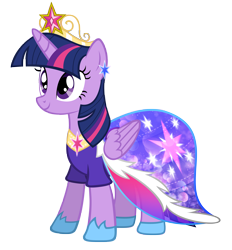 Size: 5000x5398 | Tagged: artist needed, dead source, safe, artist:kibbiethegreat, character:twilight sparkle, character:twilight sparkle (alicorn), species:alicorn, species:pony, absurd resolution, big crown thingy, clothing, crown, dress, ear piercing, earring, element of magic, female, jewelry, mare, piercing, regalia, simple background, solo, transparent background