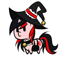 Size: 997x1000 | Tagged: artist needed, safe, oc, oc only, bells, chibi, clothing, hat, solo, witch, witch hat