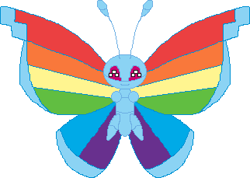 Size: 322x229 | Tagged: artist needed, safe, character:rainbow dash, butterfly, colored wings, crossover, female, multicolored wings, pokefied, pokémon, pokémon x and y, rainbow wings, recolor, simple background, solo, species swap, vivillon, white background
