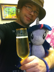 Size: 480x640 | Tagged: artist needed, safe, character:twilight sparkle, species:human, brony, drink, fedora shaming, glasses, irl, irl human, jin, jinlight, map, photo, plushie, swag, waifu