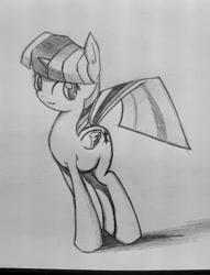 Size: 581x761 | Tagged: artist needed, source needed, safe, character:twilight sparkle, character:twilight sparkle (alicorn), species:alicorn, species:pony, female, mare, monochrome, pencil drawing, traditional art