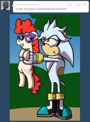 Size: 640x860 | Tagged: artist needed, source needed, useless source url, safe, character:twist, ask silver the hedgehog, crossover, glasses, silver the hedgehog, sonic the hedgehog (series)