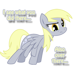 Size: 256x256 | Tagged: artist needed, safe, character:derpy hooves, species:pegasus, species:pony, g4, female, looking at you, mare, meme, photoshop, reaction image, simple background, solo, spread wings, white background, wings