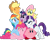 Size: 900x711 | Tagged: dead source, safe, artist:richhap, edit, character:applejack, character:fluttershy, character:pinkie pie, character:rainbow dash, character:rarity, character:twilight sparkle, character:twilight sparkle (unicorn), species:earth pony, species:pegasus, species:pony, species:unicorn, anonymous editor, applejack's hat, clothing, cowboy hat, hat, kirby, kirby (character), mane six, stetson