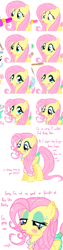 Size: 600x2400 | Tagged: artist needed, safe, character:fluttershy, /mlp/, 4chan, alternate hairstyle, crying, lipstick, makeover, makeup, mascara, pouting, running makeup, sad