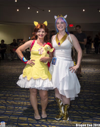 Size: 3174x4017 | Tagged: artist needed, safe, character:apple bloom, character:princess celestia, species:human, convention, cosplay, dragoncon, dragoncon 2013, irl, irl human, photo, plushie