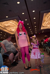 Size: 1365x2048 | Tagged: artist needed, safe, character:pinkie pie, character:twilight sparkle, species:human, chicago comicon, convention, cosplay, irl, irl human, photo, plushie, target demographic, wizard world chicago