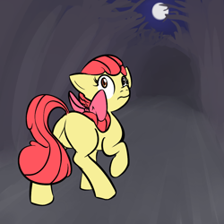 Size: 1000x1000 | Tagged: artist needed, source needed, safe, character:apple bloom, forest, moon, obsidian, solo