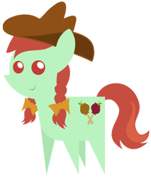 Size: 1000x1175 | Tagged: artist needed, safe, character:candy apples, species:earth pony, species:pony, apple family member, braid, clothing, hat, pointy ponies, ribbon, simple background, solo, transparent background