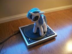 Size: 3664x2748 | Tagged: artist needed, safe, character:dj pon-3, character:vinyl scratch, high res, irl, photo, plushie, record player, solo, turntable