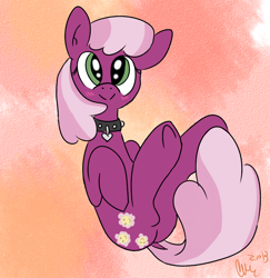 Size: 970x1000 | Tagged: safe, artist:pinkiepiegasm, character:cheerilee, species:earth pony, species:pony, collar, solo, textured background