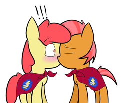 Size: 500x411 | Tagged: artist needed, source needed, useless source url, safe, character:apple bloom, character:babs seed, ship:appleseed, applecest, blushing, eyes closed, female, incest, kissing, lesbian, shipping, simple background, white background