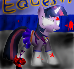 Size: 1107x1043 | Tagged: artist needed, safe, character:twilight sparkle, species:pony, species:unicorn, blood, female, glowing eyes, magic, mare, quality, solo