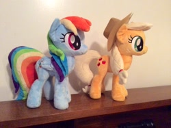 Size: 1296x968 | Tagged: artist needed, safe, character:applejack, character:rainbow dash, irl, photo, plushie