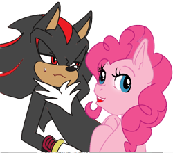Size: 698x614 | Tagged: artist needed, source needed, safe, character:pinkie pie, crossover, crossover shipping, edgy, female, interspecies, love, male, shadow, shadow the hedgehog, shadpie, shipping, sonic the hedgehog (series), straight