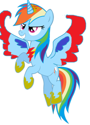 Size: 1512x2104 | Tagged: artist needed, safe, edit, character:rainbow dash, species:alicorn, species:pony, 1000 hours in ms paint, ms paint, not a vector, race swap, rainbowcorn, solo