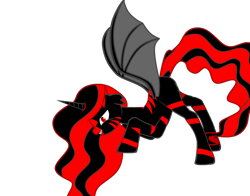 Size: 830x650 | Tagged: artist needed, source needed, safe, oc, oc only, species:alicorn, species:bat pony, species:pony, species:zebra, alicorn oc, bat pony alicorn, edgy, pony creator, red and black oc, simple background, solo, transparent background, zebracorn