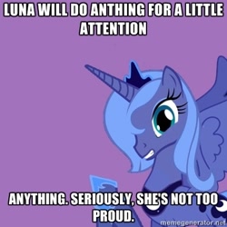 Size: 432x432 | Tagged: artist needed, safe, character:princess luna, species:alicorn, species:pony, g4, female, image macro, mare, meme, s1 luna, simple background, solo