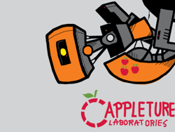 Size: 925x694 | Tagged: artist needed, source needed, safe, character:applejack, aperture science, glados, portal (valve), portal 2, pun, solo