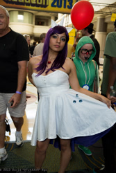 Size: 1365x2048 | Tagged: artist needed, safe, character:rarity, species:human, 2013, convention, cosplay, irl, irl human, megacon, photo, short dress, shoulderless, solo