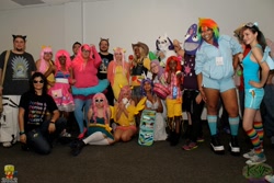 Size: 1068x712 | Tagged: artist needed, safe, character:applejack, character:fluttershy, character:pinkie pie, character:rainbow dash, character:rarity, character:twilight sparkle, species:human, 2012, convention, cosplay, deadmau5, florida supercon, florida supercon 2012, group photo, irl, irl human, mane six, photo