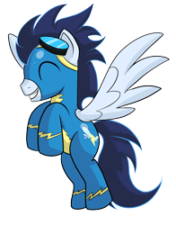 Size: 2200x2800 | Tagged: artist needed, safe, artist:mister-markers, character:soarin', clothing, cute, eyes closed, goggles, soarinbetes, solo, uniform, wonderbolts uniform