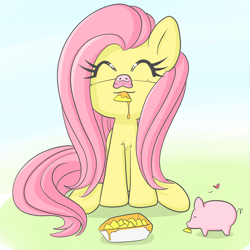 Size: 1800x1800 | Tagged: artist needed, safe, character:fluttershy, cute, nachos, pig, pig nose, shyabetes, solo