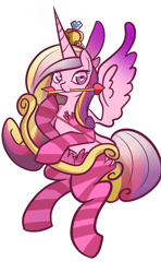 Size: 1138x1920 | Tagged: artist needed, safe, artist:zev, character:princess cadance, bow and arrow, colored, socks, solo, striped socks