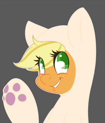 Size: 500x584 | Tagged: artist needed, safe, character:applejack, animal costume, applecat, cat, cat hoodie, cat's pajamas, catsuit, clothing, costume, cute, grin, hoodie, jackabetes, kigurumi, pajamas, paw print hooves, paws, simple background, smiling, solo, waving