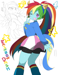 Size: 600x761 | Tagged: artist needed, safe, character:rainbow dash, my little pony:equestria girls, breasts, busty rainbow dash, female, ponytail, solo, wondercolts