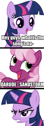 Size: 700x2000 | Tagged: artist needed, safe, artist:jeatz-axl, artist:sulyo, character:cheerilee, character:twilight sparkle, angry, comic, darude sandstorm, faec, frown, glare, gritted teeth, meme, open mouth, smiling, song, youtube comments