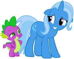 Size: 1440x1152 | Tagged: artist needed, safe, artist:jeatz-axl, edit, character:spike, character:trixie, ship:spixie, female, flank, love, male, shipping, staring at flank, straight