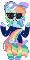 Size: 261x519 | Tagged: dead source, safe, artist:loyal-and-cool, artist:sourdad, character:rainbow dash, awesome, clothing, cool, exposed, grin, hat, nyan cat, nyan dash, rainbow, rainbow dash always dresses in style, rainbow socks, shoulderless, sleeveless, smiling, socks, soft grunge, solo, sparkles, starry eyes, striped socks, sunglasses, swag, tube top, unshorn fetlocks, wingding eyes