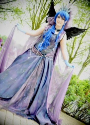 Size: 694x960 | Tagged: artist needed, safe, character:princess luna, species:human, 2013, clothing, convention, cosplay, dokomi, dress, irl, irl human, photo, solo