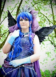 Size: 694x960 | Tagged: artist needed, safe, character:princess luna, species:human, 2013, clothing, convention, cosplay, dokomi, dress, irl, irl human, photo, solo