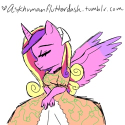 Size: 1280x1280 | Tagged: artist needed, safe, character:princess cadance, species:anthro, clothing, dress, female, solo