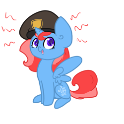 Size: 800x800 | Tagged: artist needed, safe, oc, oc only, oc:skyfall, species:alicorn, species:pony, alicorn oc, bill's hat, clothing, cute, hat, left 4 dead, solo, wings