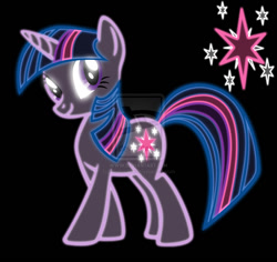Size: 1024x967 | Tagged: artist needed, safe, character:twilight sparkle, neon, smiling, solo, watermark