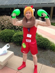 Size: 960x1280 | Tagged: artist needed, safe, character:big mcintosh, species:human, 2014, boxing, bronycon, convention, cosplay, irl, irl human, little mac (punch out), middle mac, parody, photo, pun, punch out, solo