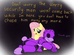 Size: 1200x900 | Tagged: artist needed, safe, character:fluttershy, bonnie, five nights at freddy's