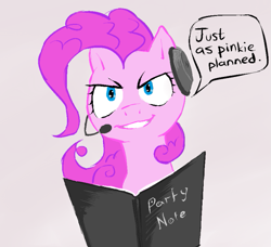 Size: 655x598 | Tagged: artist needed, safe, character:pinkie pie, death note, headset, just as planned, meme, parody