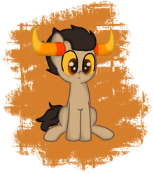 Size: 652x740 | Tagged: artist needed, safe, species:pony, abstract background, homestuck, ponified, sitting, solo, tavros nitram
