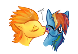 Size: 500x349 | Tagged: artist needed, source needed, useless source url, safe, character:rainbow dash, character:spitfire, ship:spitdash, blushing, female, jam, lesbian, licking, shipping