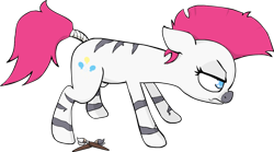 Size: 1024x568 | Tagged: artist needed, safe, character:pinkamena diane pie, character:pinkie pie, species:zebra, angry, color, zebrafied