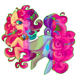 Size: 500x500 | Tagged: source needed, safe, artist:njeekyo, character:pinkie pie, species:earth pony, species:pony, element of laughter, female, mare, psychedelic, simple background, solo, tongue out, trippy, white background