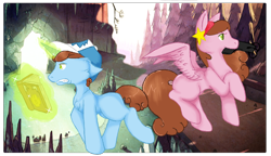 Size: 902x520 | Tagged: artist needed, safe, species:pegasus, species:pony, species:unicorn, dipper pines, gravity falls, mabel pines, ponified