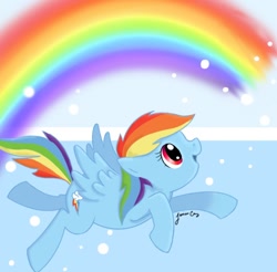 Size: 784x770 | Tagged: artist needed, safe, character:rainbow dash, flying, rainbow, solo