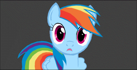 Size: 584x300 | Tagged: artist needed, safe, character:rainbow dash, animated, sad, solo, wat