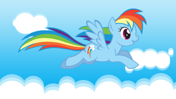 Size: 1600x900 | Tagged: artist needed, safe, character:rainbow dash, cloud, cloudy, flying, solo, wallpaper